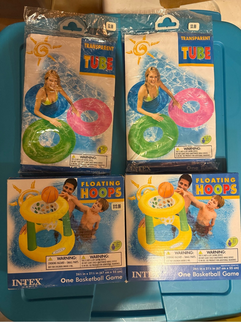 Intex Floating Basketball hoops & Transparent Swim Tubes